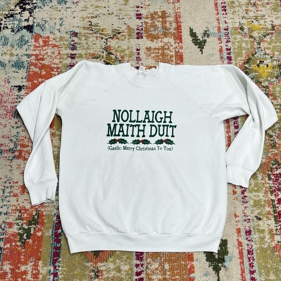 Vintage Merry Christmas Ugly Sweater Party 1980s Crewneck Pullover Sweatshirt - Picture 1 of 3